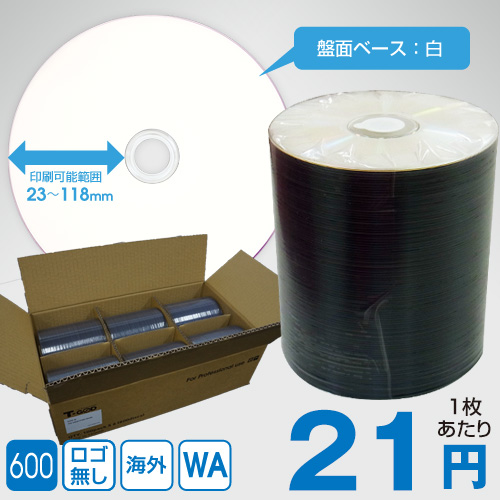 T-GOD DVD-R 業務用ワイド / 100枚ラップ巻600枚入 / 4.7GB / 16倍速 ...